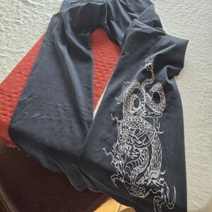 Hardtail Black Yoga Pants with White Dragon Print